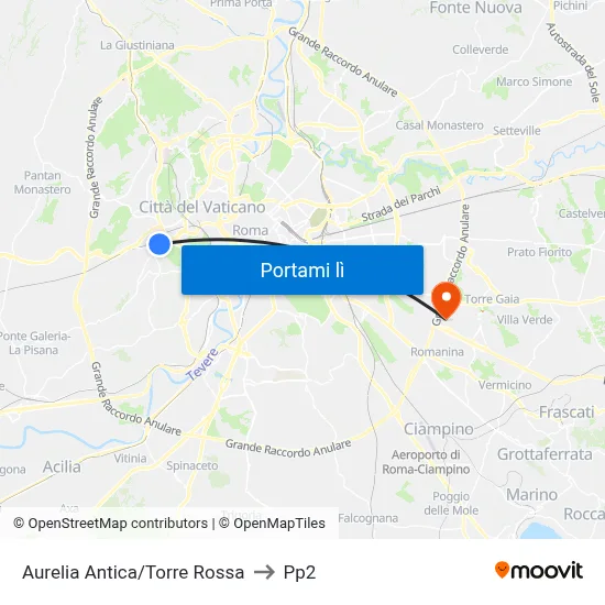 Aurelia Antica/Torre Rossa to Pp2 map