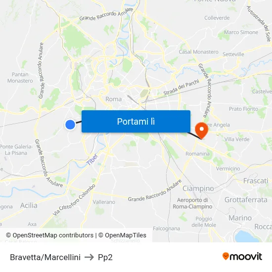 Bravetta/Marcellini to Pp2 map