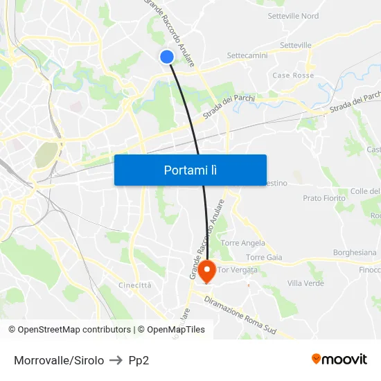 Morrovalle/Sirolo to Pp2 map