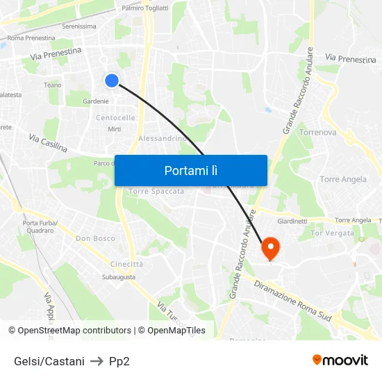 Gelsi/Castani to Pp2 map