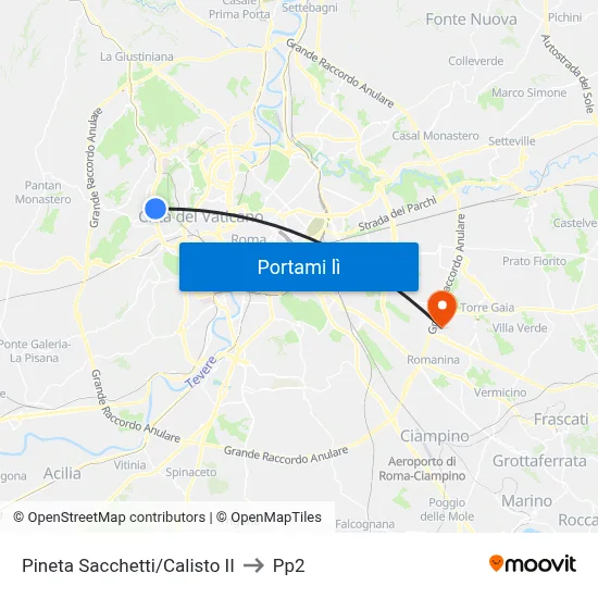 Pineta Sacchetti/Calisto II to Pp2 map