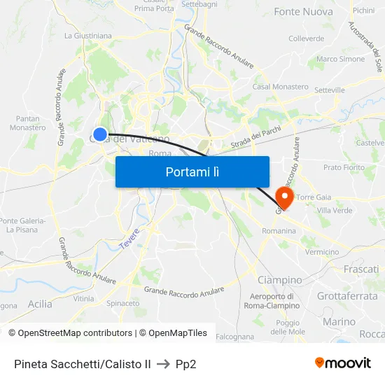 Pineta Sacchetti/Calisto II to Pp2 map