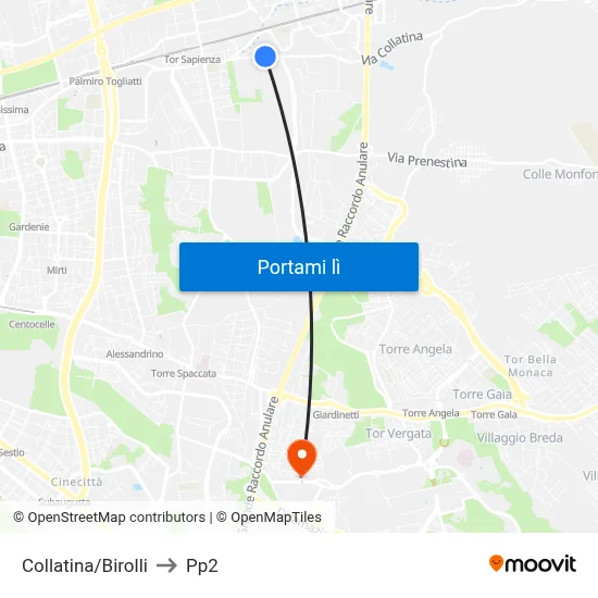 Collatina/Birolli to Pp2 map