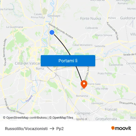 Russolillo/Vocazionisti to Pp2 map