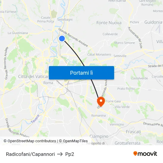 Radicofani/Capannori to Pp2 map
