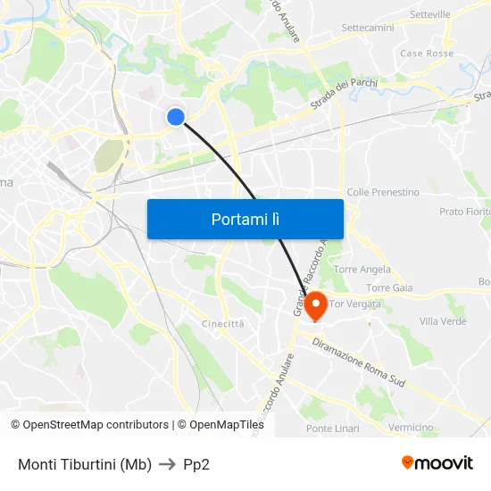 Monti Tiburtini (Mb) to Pp2 map