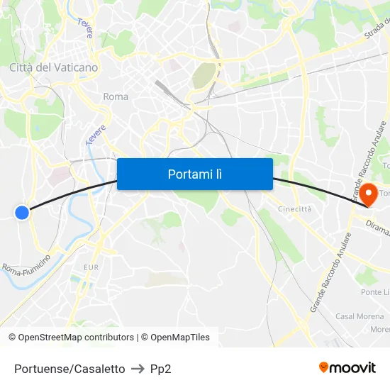 Portuense/Casaletto to Pp2 map
