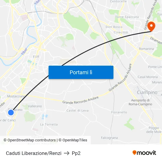 Caduti Liberazione/Renzi to Pp2 map