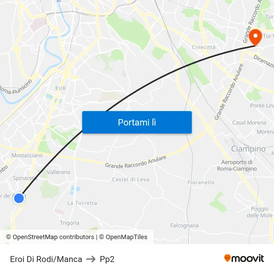 Eroi Di Rodi/Manca to Pp2 map