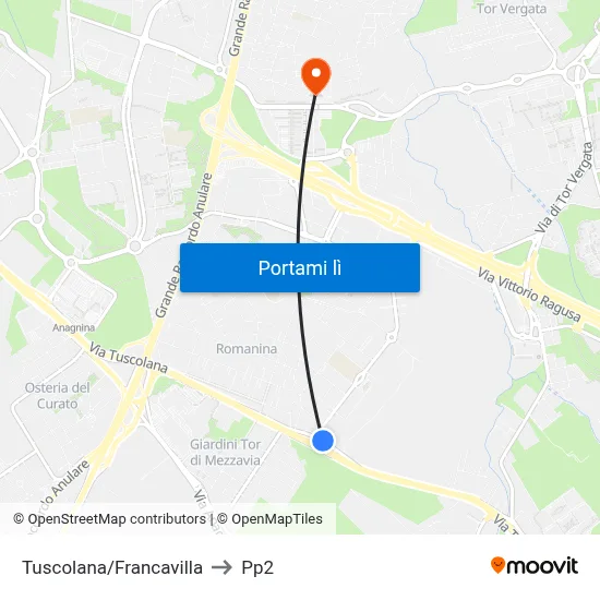 Tuscolana/Francavilla to Pp2 map