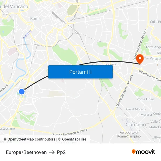 Europa/Beethoven to Pp2 map