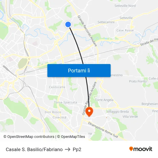 Casale S. Basilio/Fabriano to Pp2 map