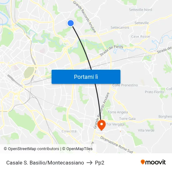 Casale S. Basilio/Montecassiano to Pp2 map