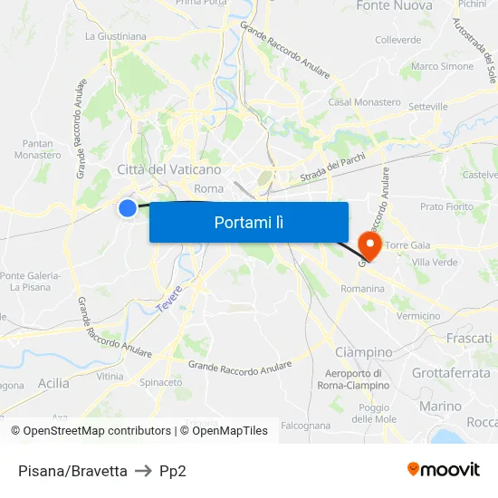 Pisana/Bravetta to Pp2 map