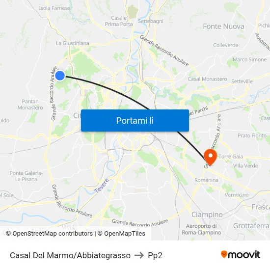 Casal Del Marmo/Abbiategrasso to Pp2 map