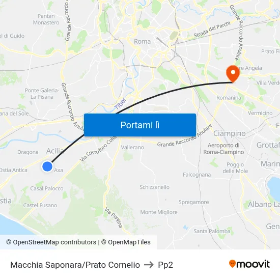Macchia Saponara/Prato Cornelio to Pp2 map