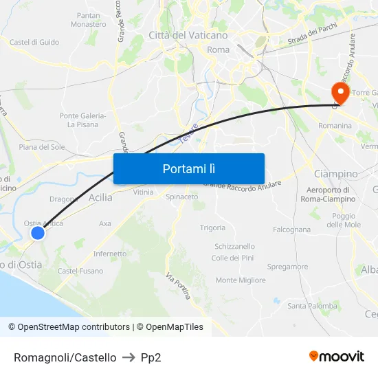 Romagnoli/Castello to Pp2 map