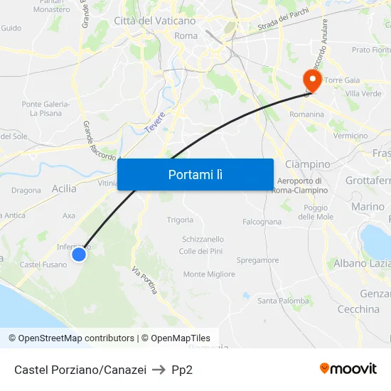 Castel Porziano/Canazei to Pp2 map