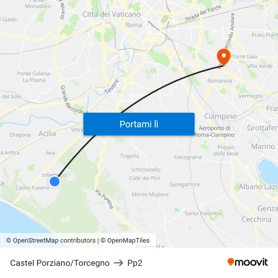 Castel Porziano/Torcegno to Pp2 map