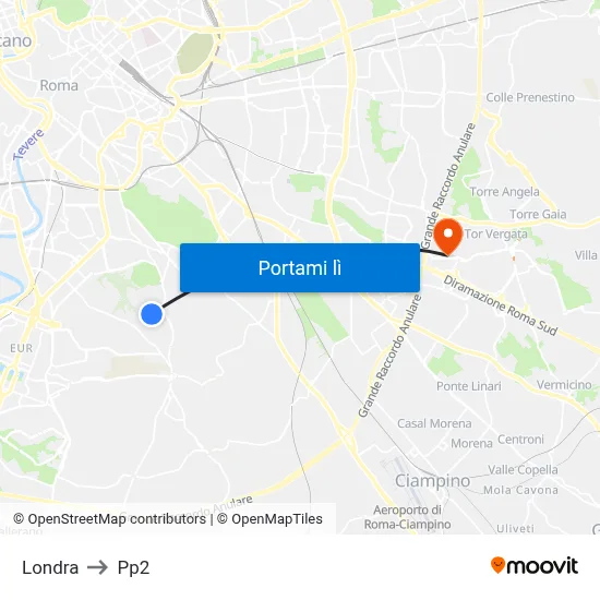 Londra to Pp2 map