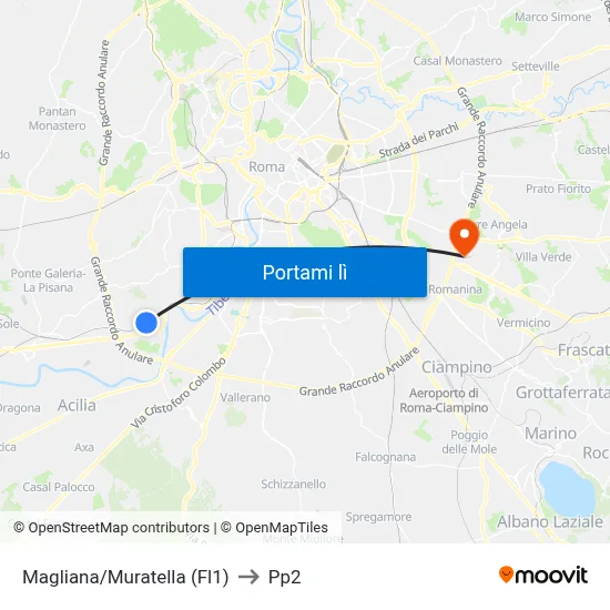 Magliana/Muratella (Fl1) to Pp2 map
