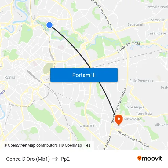 Conca D'Oro (Mb1) to Pp2 map