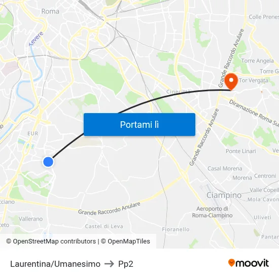 Laurentina/Umanesimo to Pp2 map