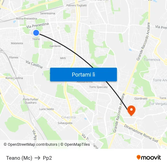Teano (Mc) to Pp2 map