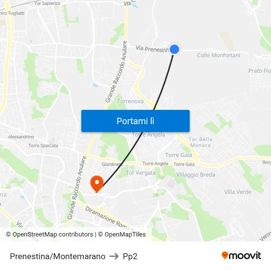 Prenestina/Montemarano to Pp2 map