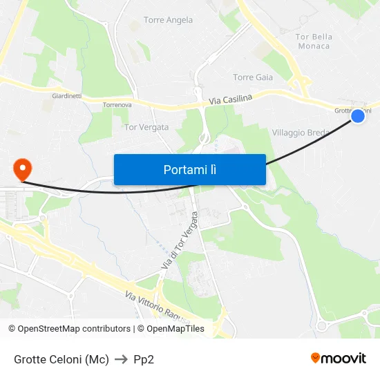Grotte Celoni (Mc) to Pp2 map