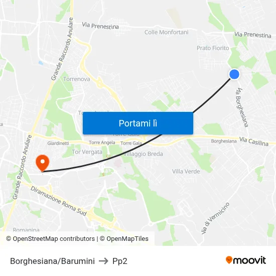Borghesiana/Barumini to Pp2 map