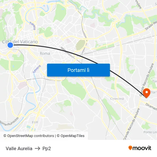 Valle Aurelia to Pp2 map