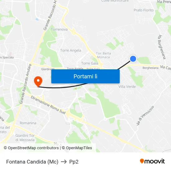 Fontana Candida (Mc) to Pp2 map