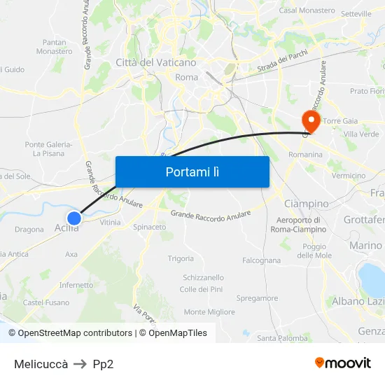 Melicuccà to Pp2 map