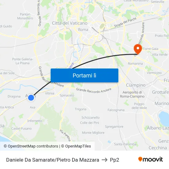 Daniele Da Samarate/Pietro Da Mazzara to Pp2 map