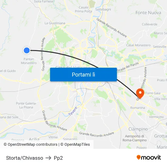 Storta/Chivasso to Pp2 map