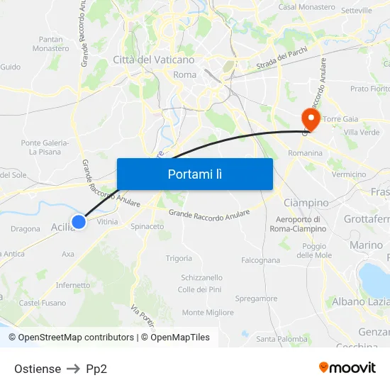 Ostiense to Pp2 map