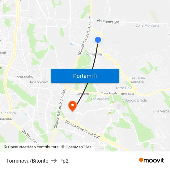 Torrenova/Bitonto to Pp2 map