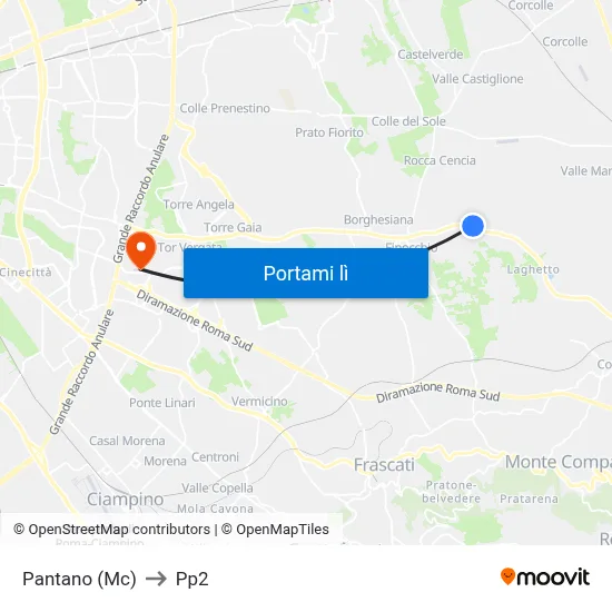 Pantano (Mc) to Pp2 map