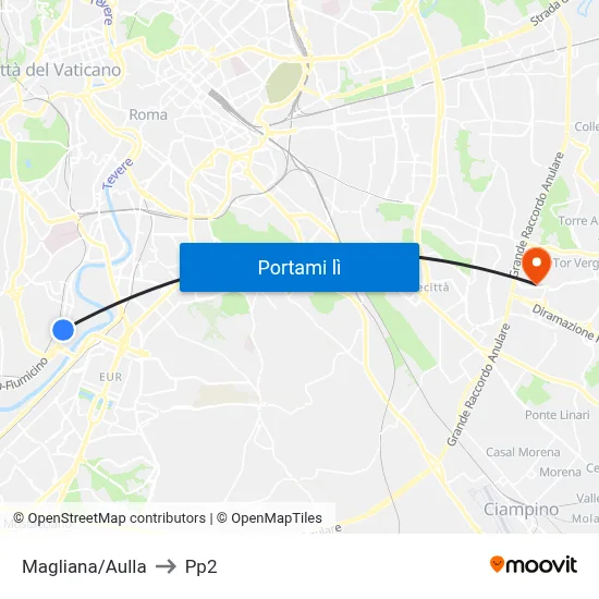 Magliana/Aulla to Pp2 map