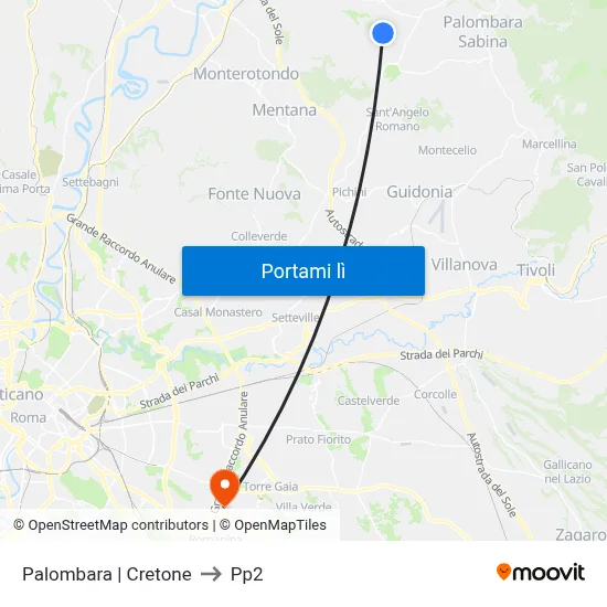 Palombara | Cretone to Pp2 map