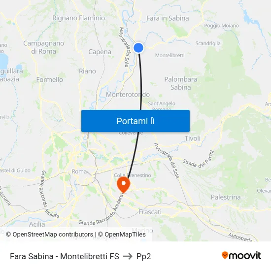 Fara Sabina - Montelibretti FS to Pp2 map