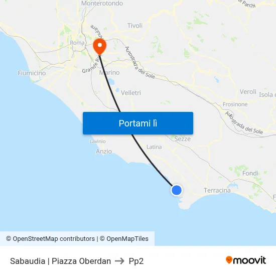 Sabaudia | Piazza Oberdan to Pp2 map
