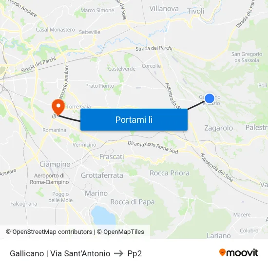 Gallicano | Via Sant'Antonio to Pp2 map