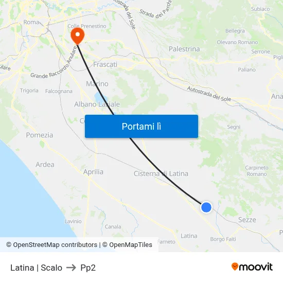 Latina | Scalo to Pp2 map