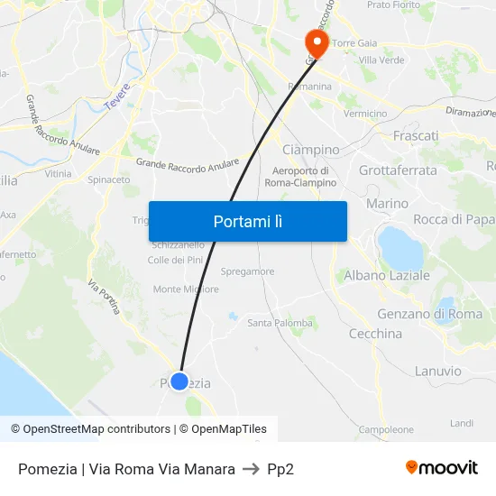 Pomezia | Via Roma Via Manara to Pp2 map