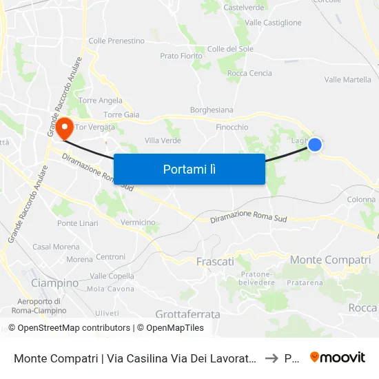 Monte Compatri | Via Casilina Via Dei Lavoratori to Pp2 map