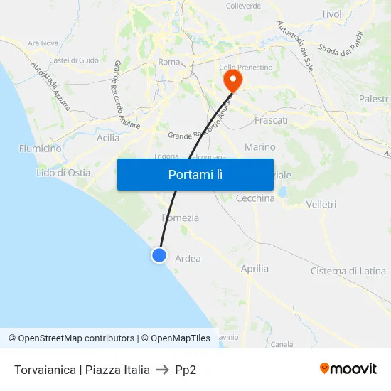 Torvaianica | Piazza Italia to Pp2 map