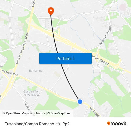 Tuscolana/Campo Romano to Pp2 map