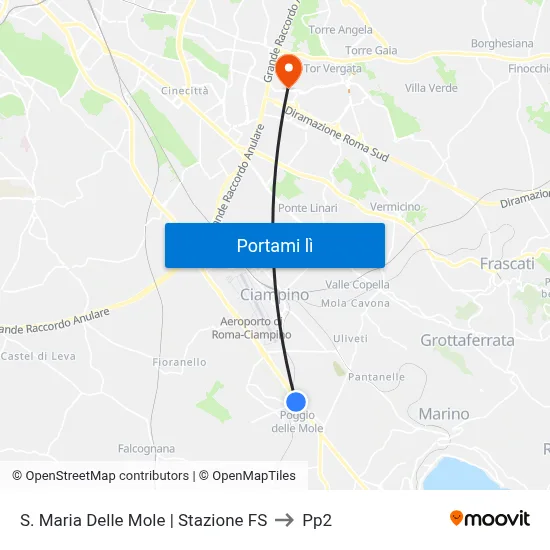 S. Maria Delle Mole | Stazione FS to Pp2 map